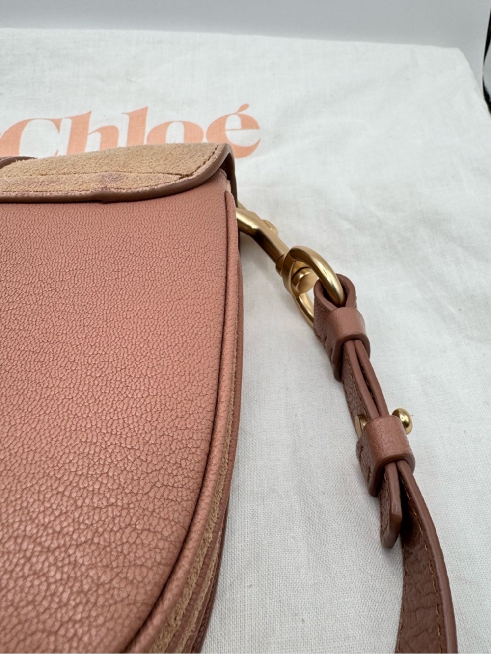 See By Chloé Hana Crossbody Bag Blush Pink Leather Suede Ring Hardware Dust Bag - Picture 8 of 10